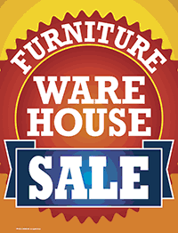 Plastic Window Sign: Furniture Warehouse Sale