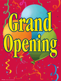 Plastic Window Sign: Grand Opening (Red/Yellow)