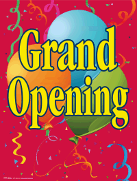 Vinyl Window Sign: Grand Opening (Red/Yellow)