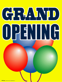 Plastic Window Sign: Grand Opening (Balloons)