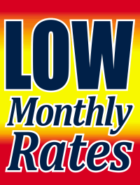 Plastic Window Sign: Low Monthly Rates
