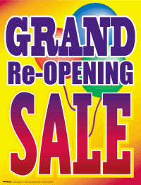 Plastic Window Sign: Grand Re-Opening Sale