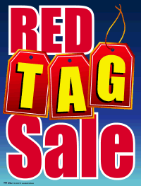 Plastic Window Sign: Red Tag Sale