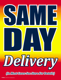 Plastic Window Sign: Same Day Delivery