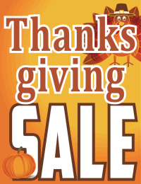 Plastic Window Sign: Thanksgiving Sale