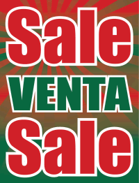 Vinyl Window Sign: Sale/Venta/Sale