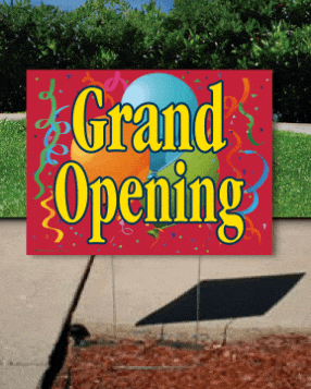 Coroplast Yard Sign: Grand Opening (RED/YELLOW)