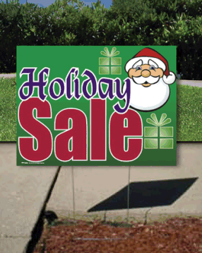 Coroplast Yard Sign: Holiday Sale (Santa) (No Stakes Included)