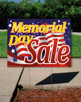 Coroplast Yard Sign: Memorial Day Sale (No Stakes Included)