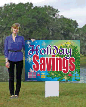 Giant XL Double-Sided Yard Sign: Tree Holiday Savings (No Stakes Included)